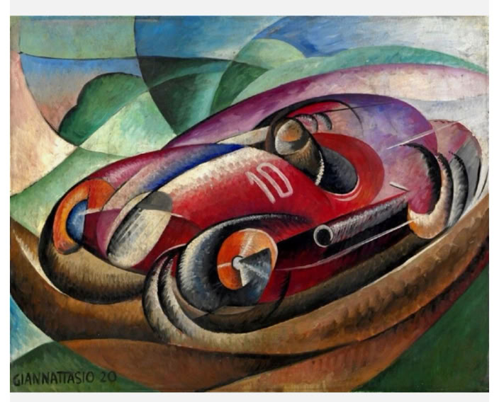 NP_NPZITATE_AUTORENNSTRECKEN MIT BEWUNDERER FILIPPO_TOMMASO_MARINETTI_FUTURISMUS_UGO_GIANATTASIO_RACECAR